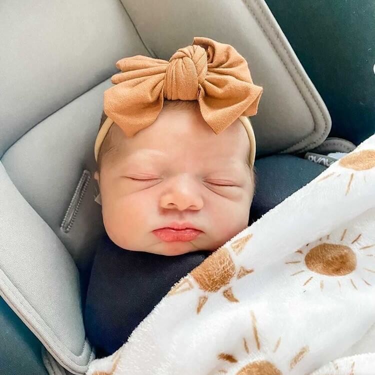 knit bow headband camel