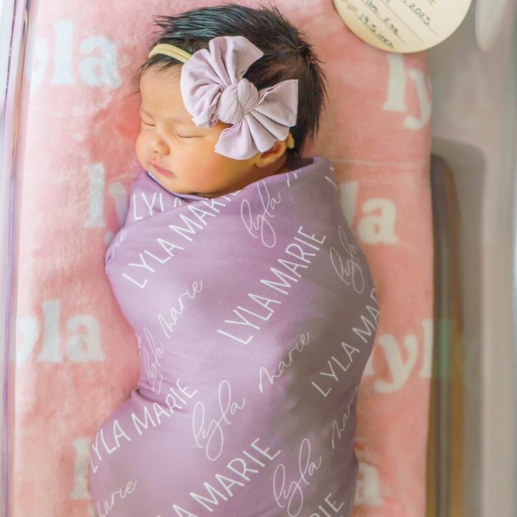 lavender knit bow headband