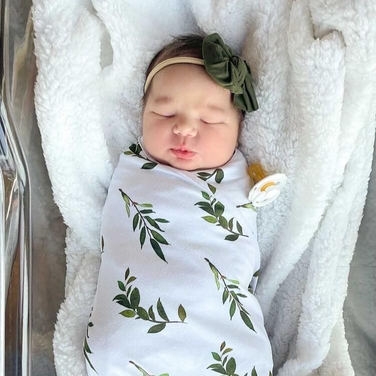 knit bow headband for newborn olive green