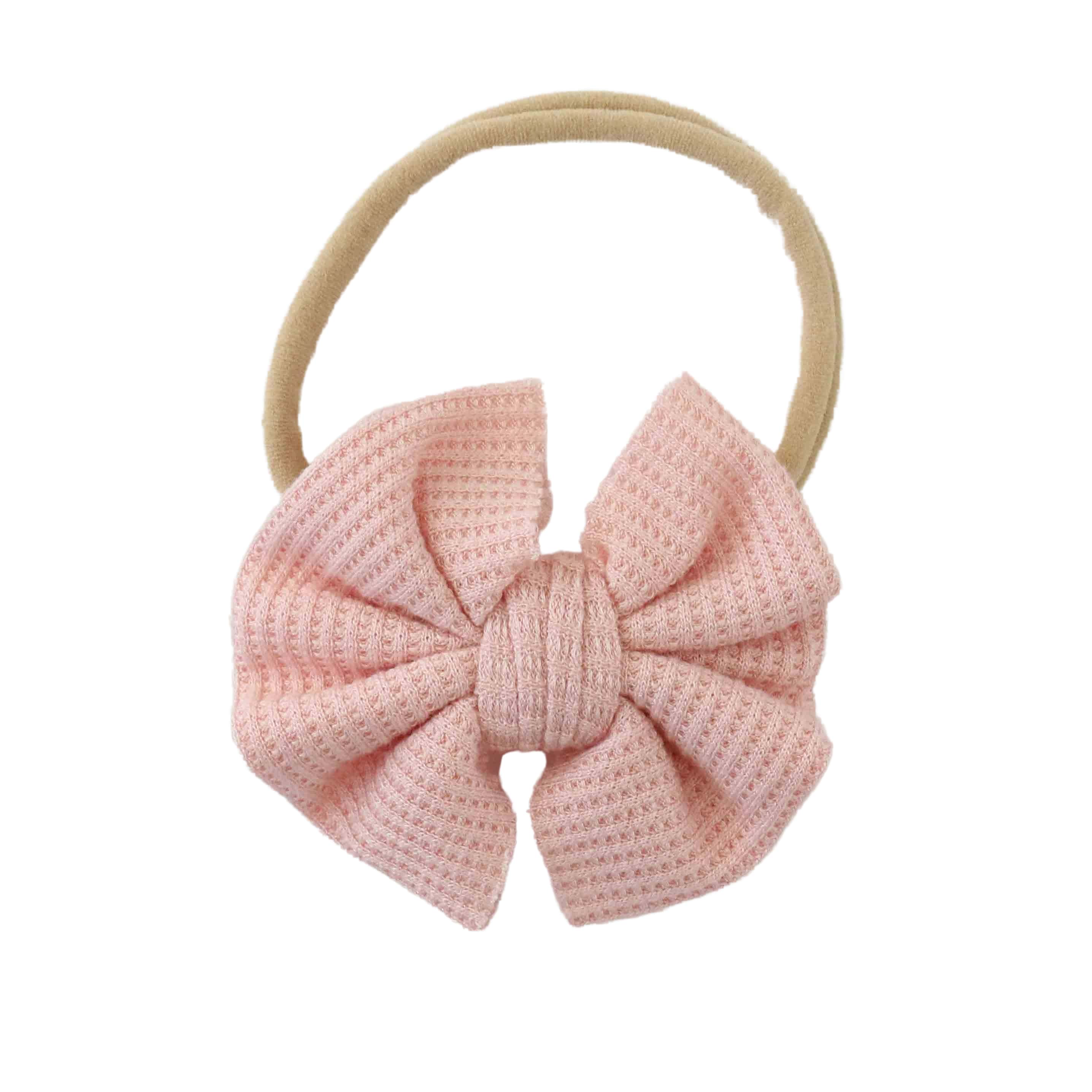 light pink waffle knit bow headband