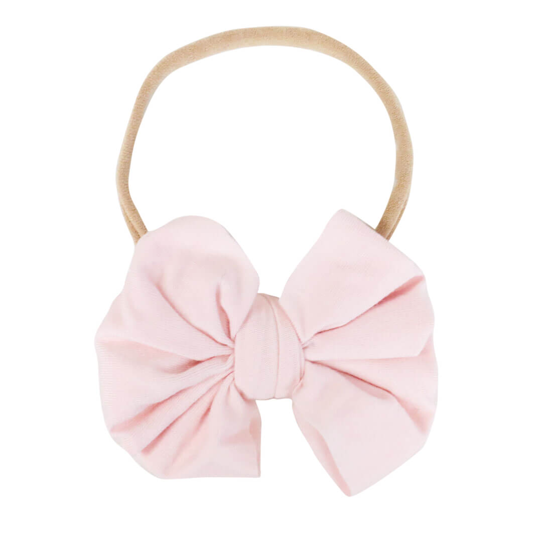 solid blush knit bow headband