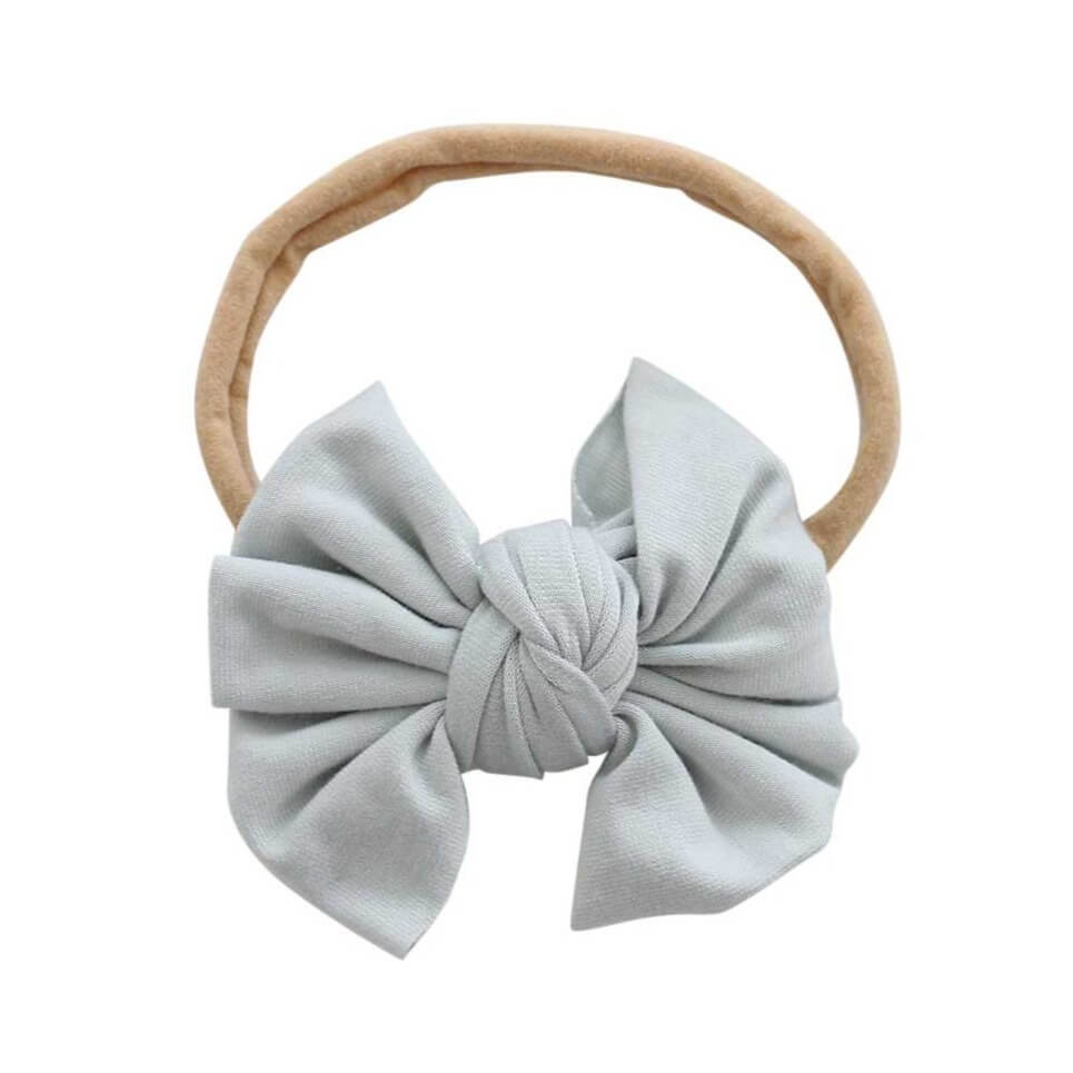 solid sage knit bow headband 