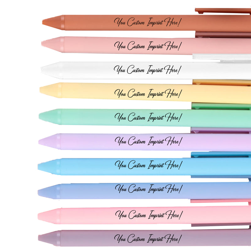 Colorful personalized retractable gel pens with business name