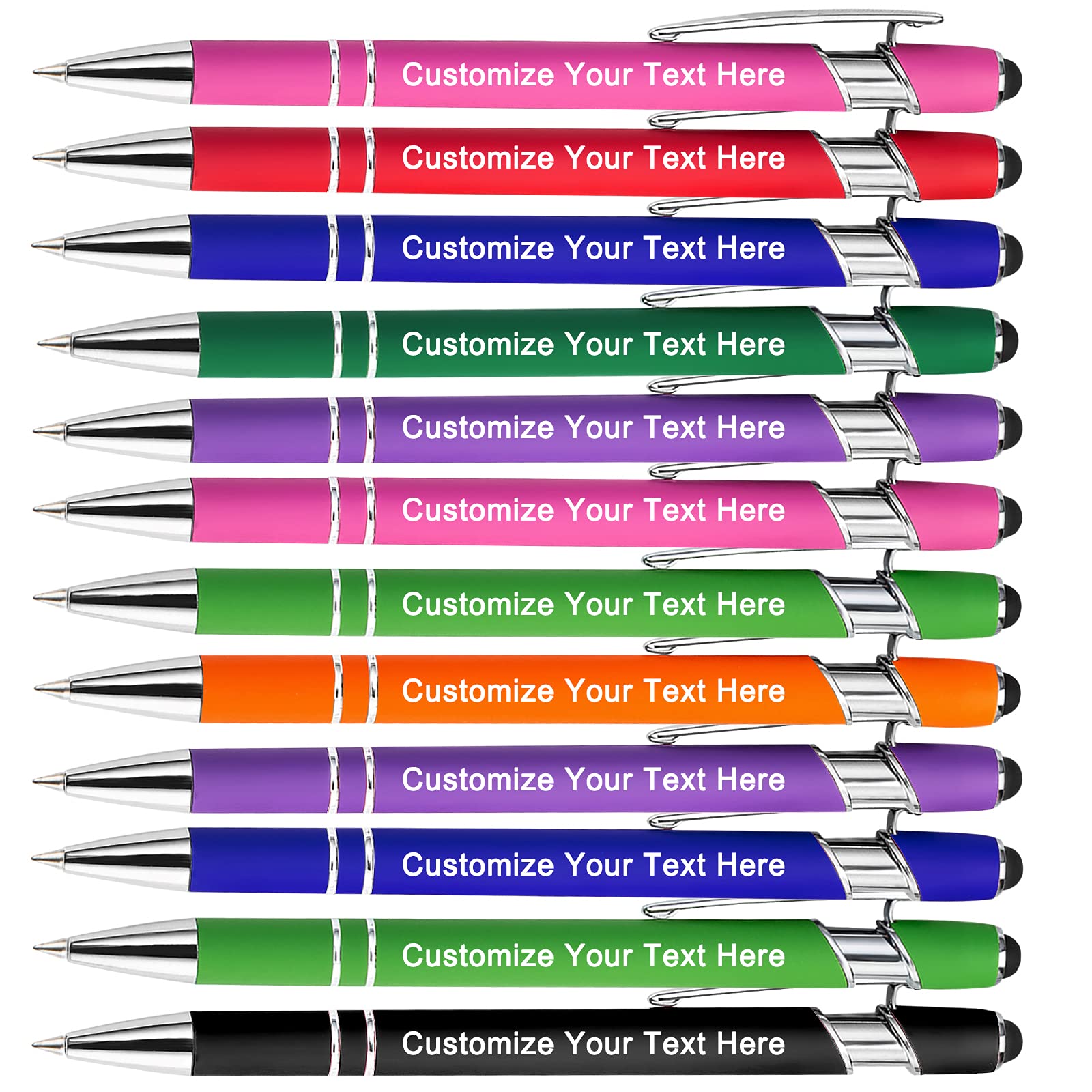Custom engraved stylus pens in bulk in assorted colors