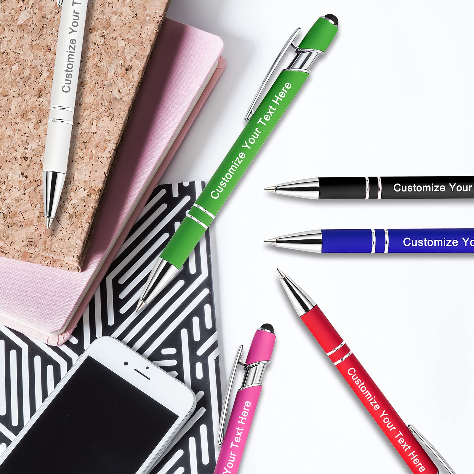 Custom engraved stylus pens in bulk in assorted colors