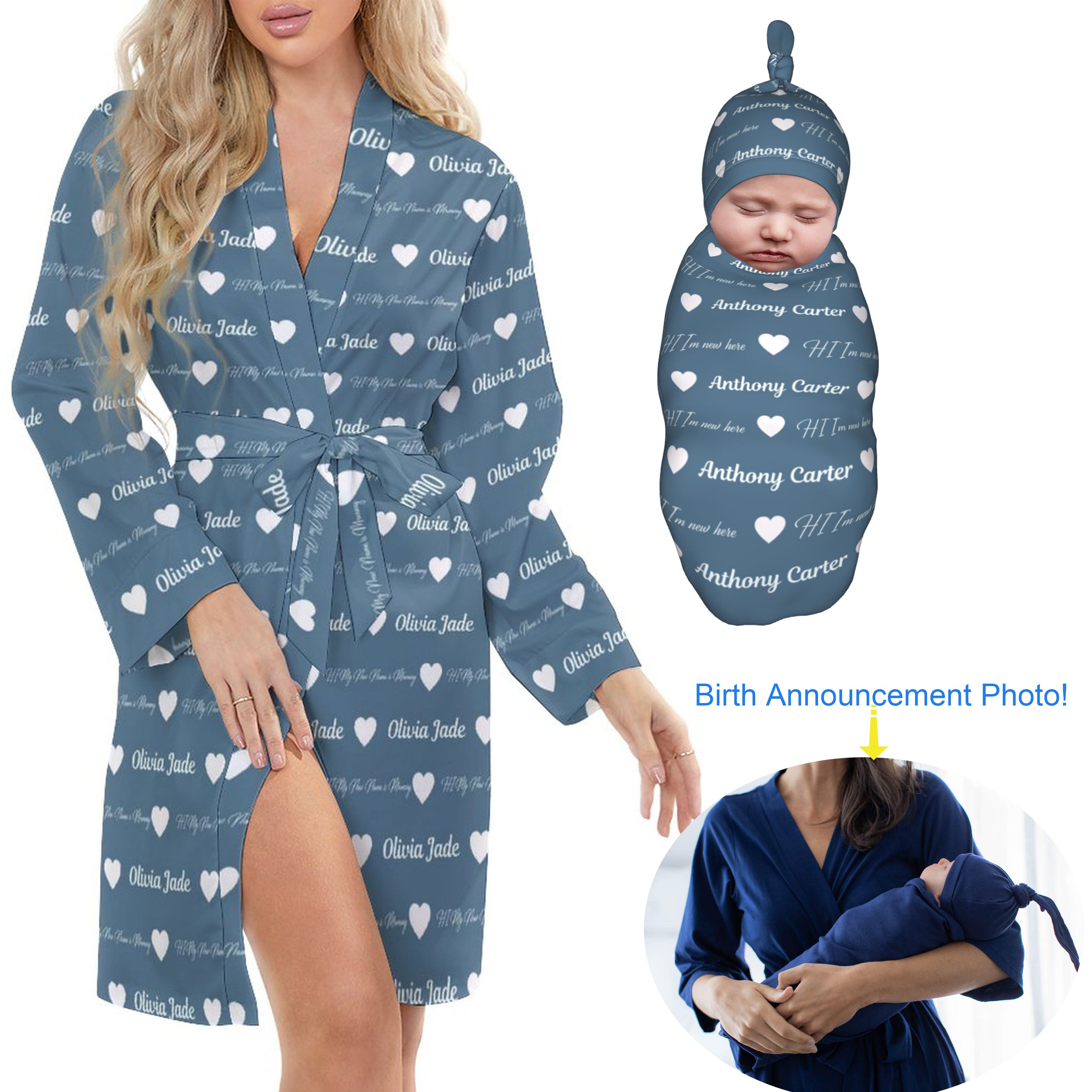 Personalized Mommy Daddy Robe Long Sleeve Pajama Set With Name Capmome