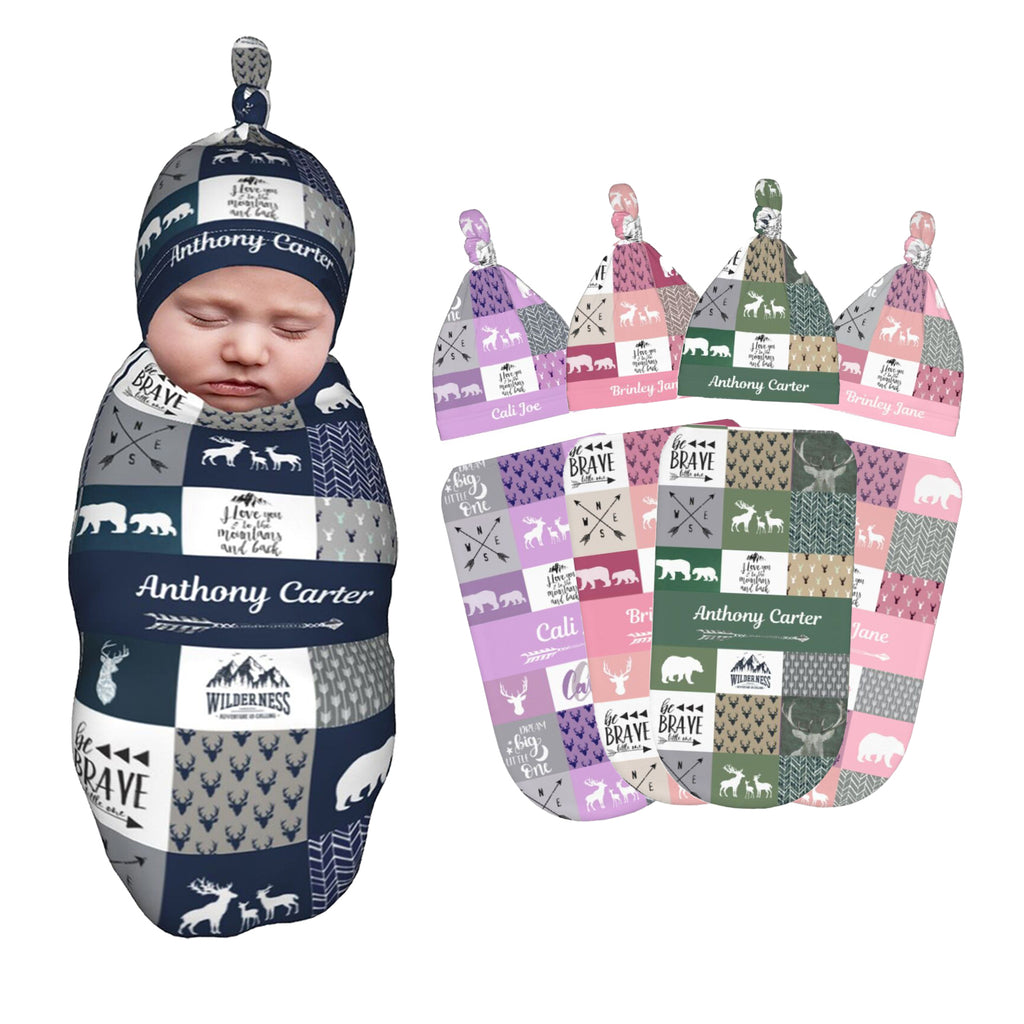 Personalized Baby Swaddle Blanket with Hat Blankets Custom Newborn